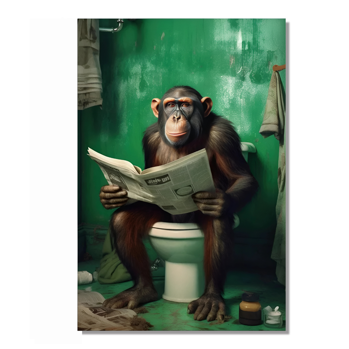 ArtZ® Reading Equals Knowledge Paintings - Monkey / 24 inch by 36 inch (60x90cm)