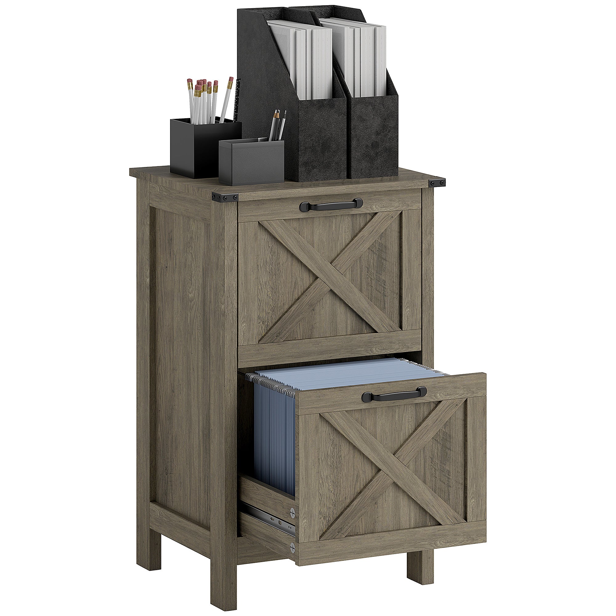 Stylish 2-Drawer File Cabinet with Silent Slides | HOMCOM - Grey