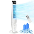 Air Cooler, Oscillating Ice Cooling Fan with 3 Speeds, 4 Modes, 12 Hour Timer, LED Display & Remote Control, White