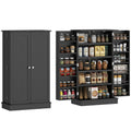 41" Kitchen Pantry Cabinet, 2-Door Buffet Storage Cabinet with 12 Spice Racks and Adjustable Shelves, Black