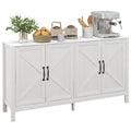 Kitchen Storage Sideboard with 4 Barn Doors & Adjustable Shelves, White
