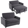 2 Seater Velvet Sofa Bed with Clik-Clack Adjustable Backrest & High-Density Foam, Dark Grey