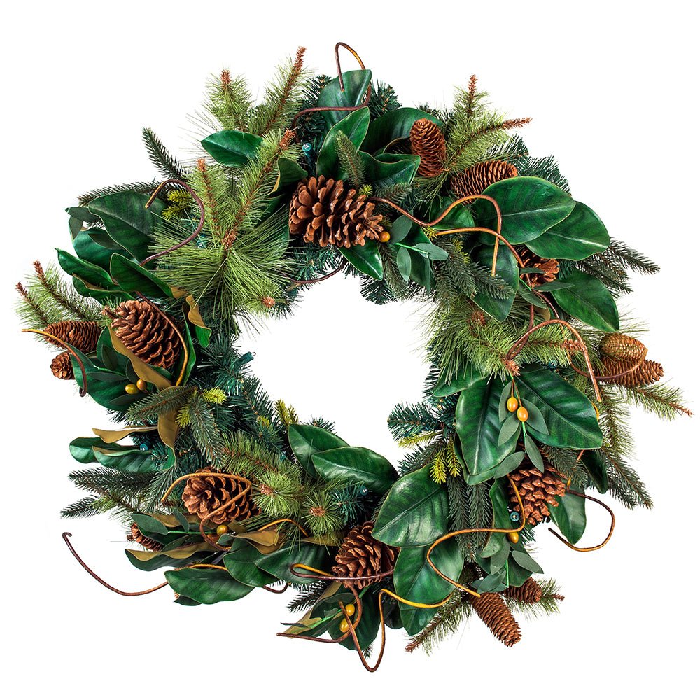 Christmas Magnolia Wreath with Pinecones