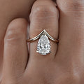 V  Shape Pear Cut Lab Diamond Solitaire Engagement Ring