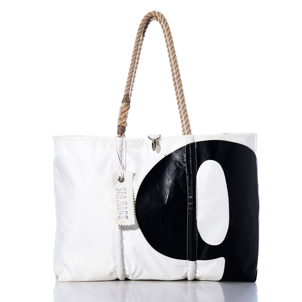 Vintage Black 9 Large Tote Handmade in Maine from Recycled Sails