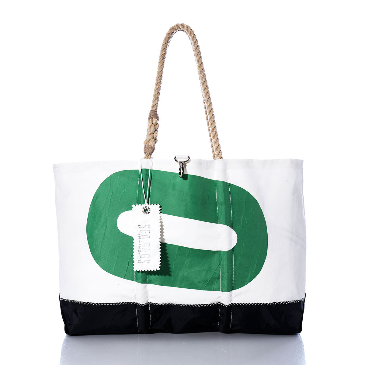 Vintage Green 0 Ogunquit Beach Tote Handmade in Maine from Recycled Sails