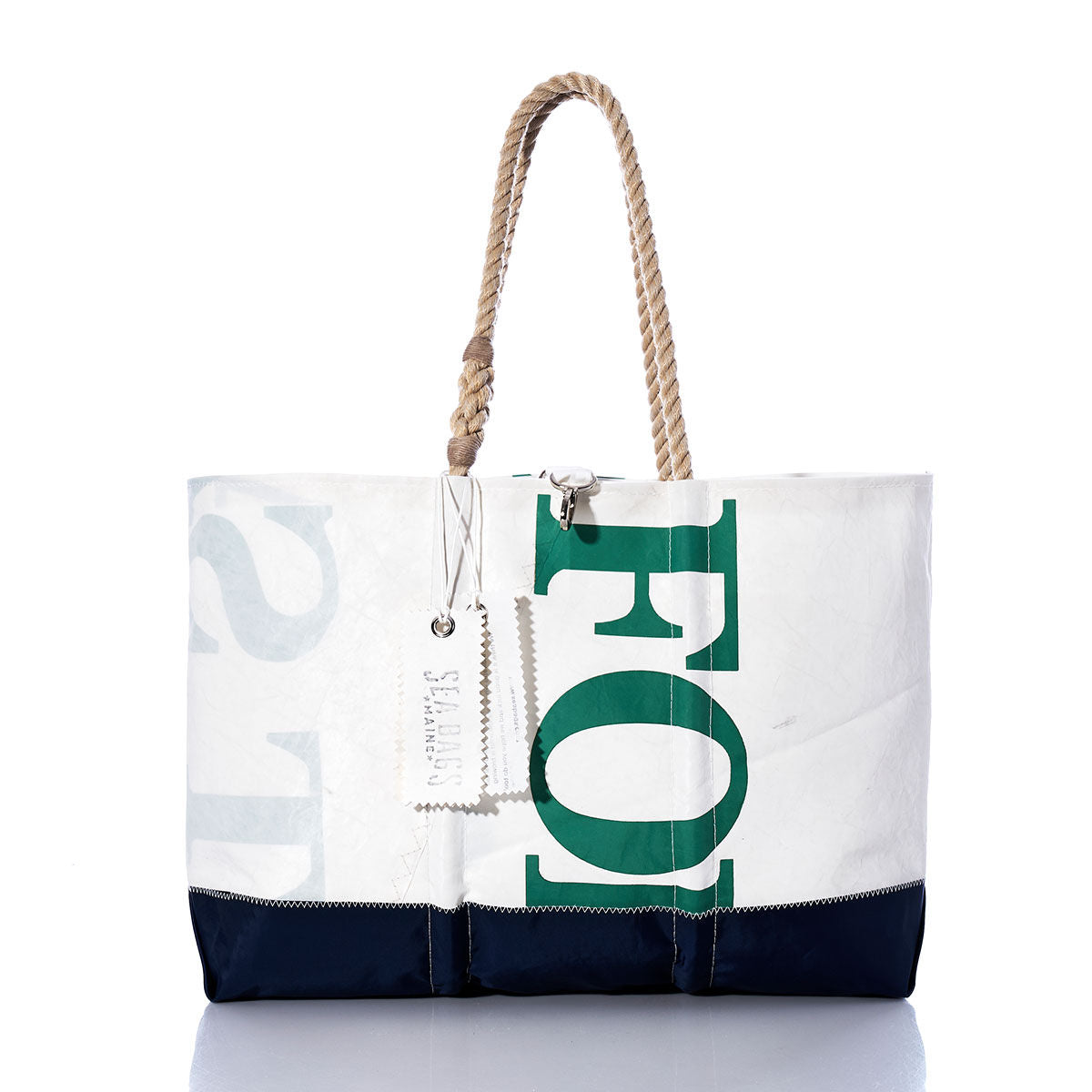 Vintage Green Letters Ogunquit Beach Tote Handmade in Maine from Recycled Sails