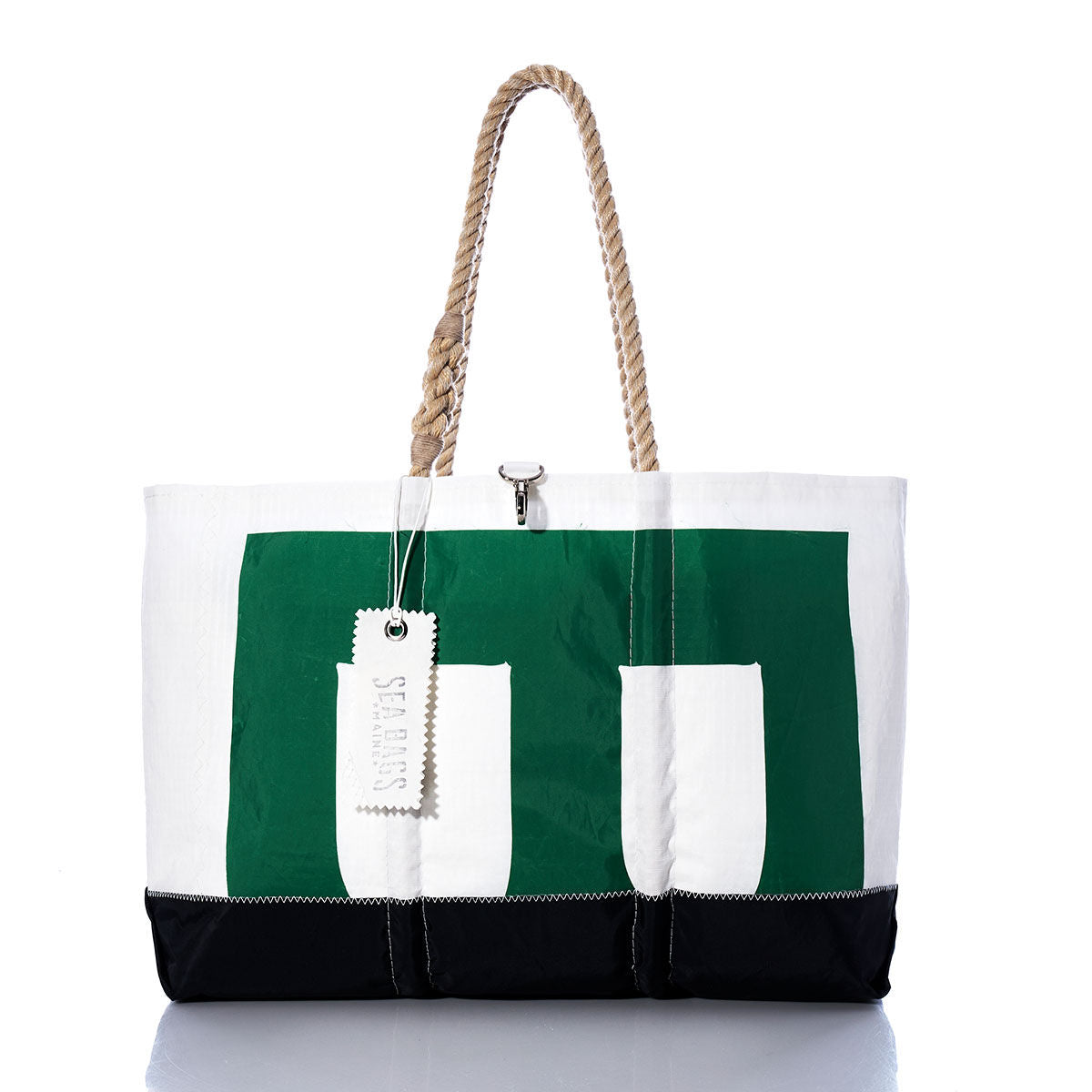 Vintage Green B Ogunquit Beach Tote Handmade in Maine from Recycled Sails