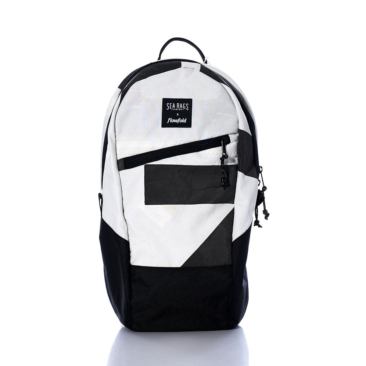 Vintage Black and White Crew Backpack Handmade in Maine from Recycled Sails