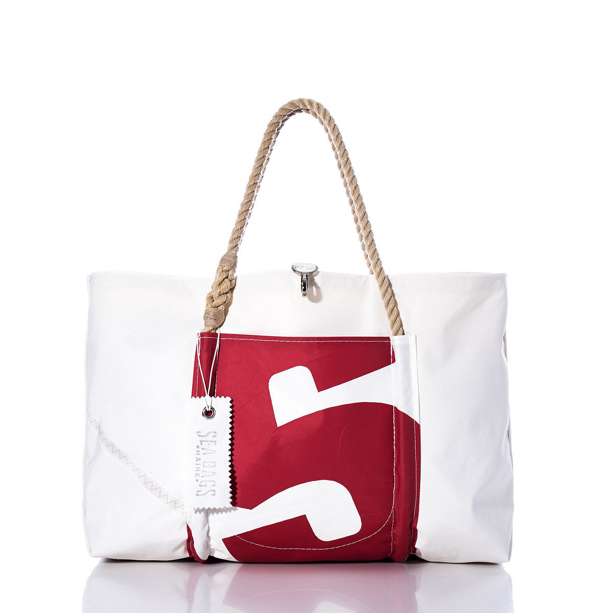 Vintage Red 5 Wharf Tote Handmade in Maine from Recycled Sails