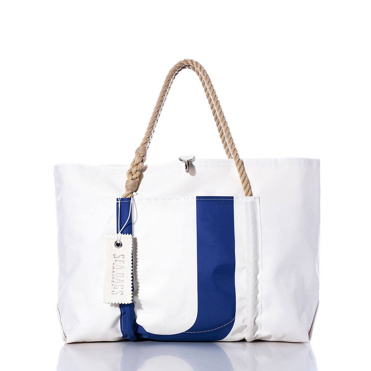 Vintage Blue U Wharf Tote Handmade in Maine from Recycled Sails