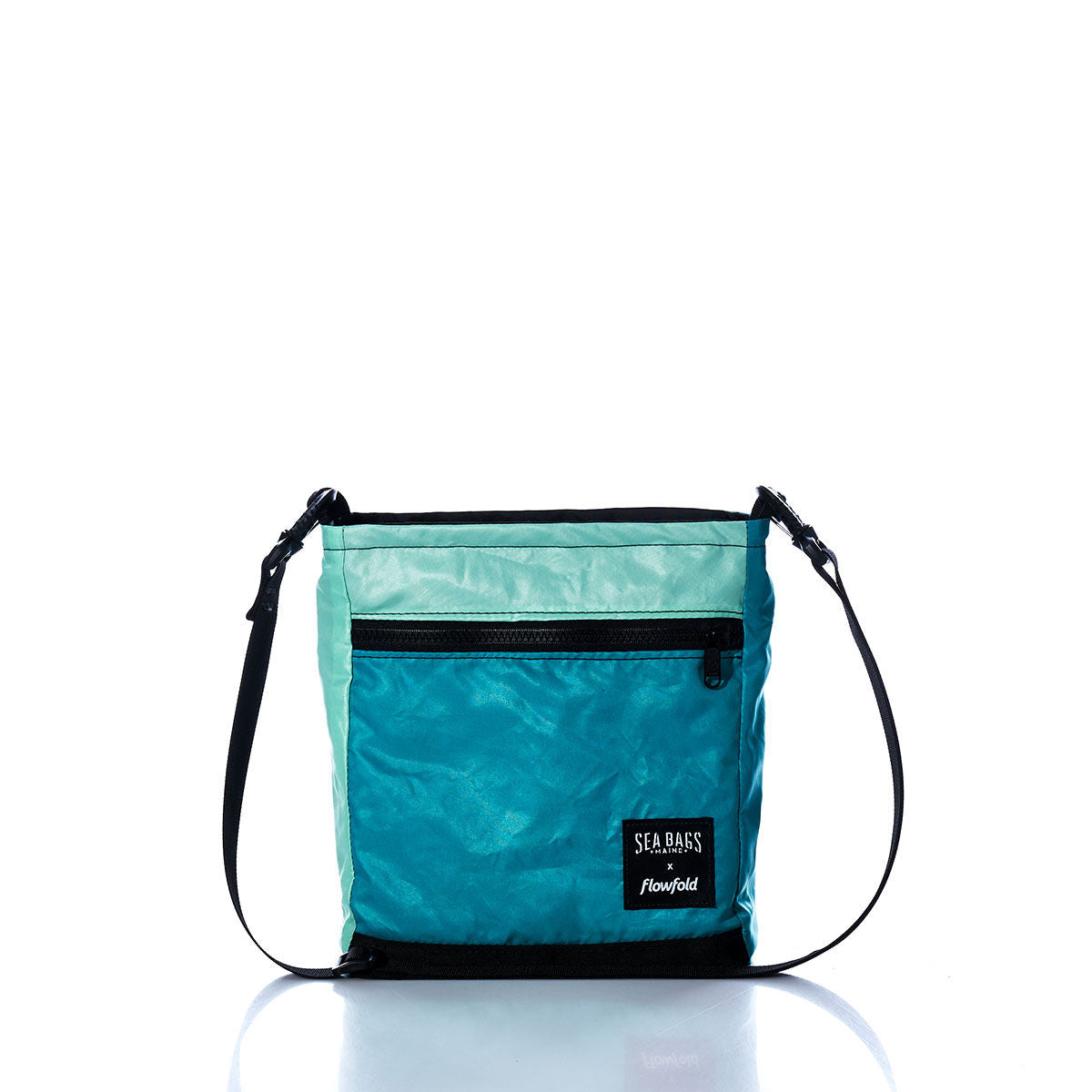 Vintage Aqua Small Voyager Crew Crossbody Handmade in Maine from Recycled Sails