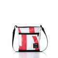 Vintage Red and White Small Voyager Crew Crossbody Handmade in Maine from Recycled Sails
