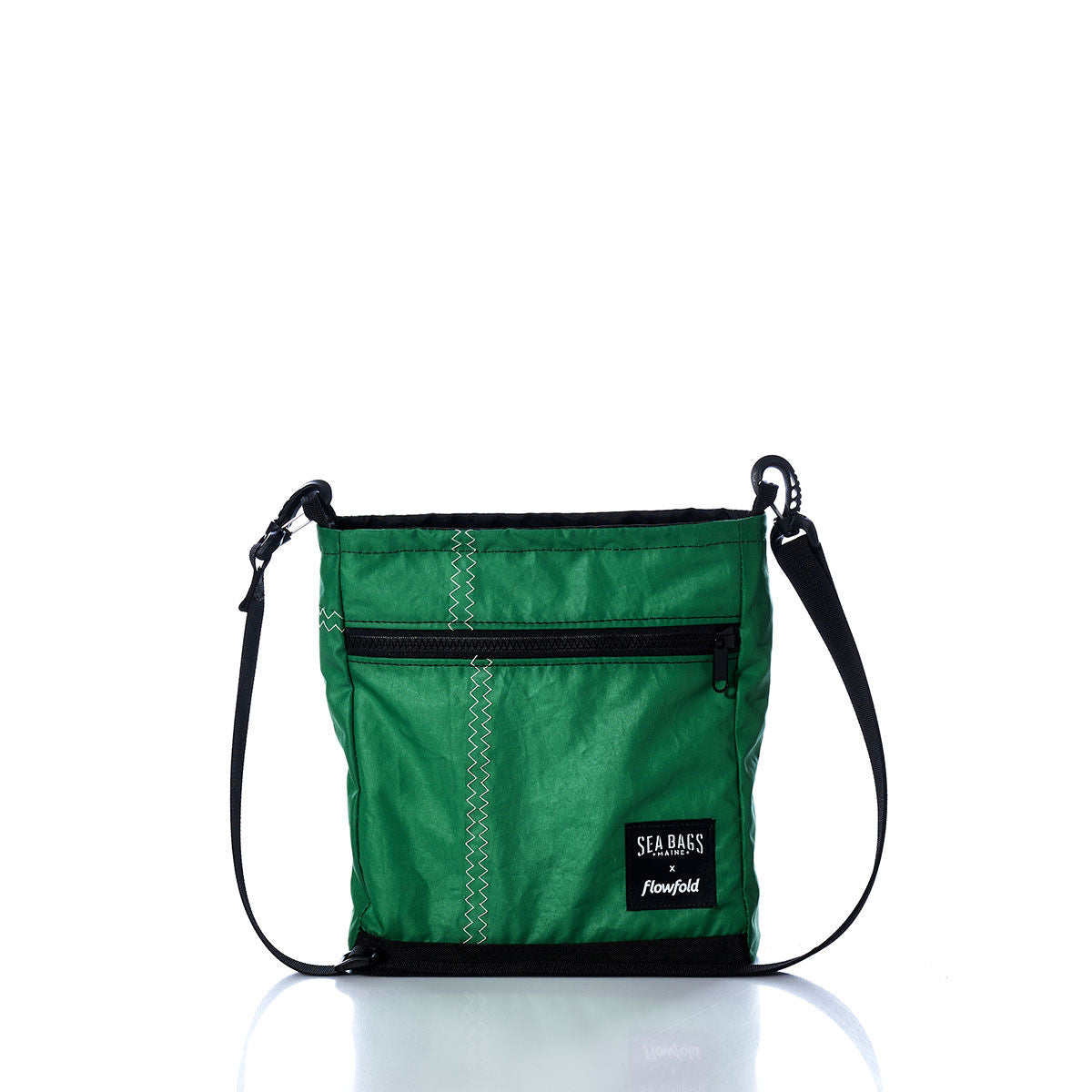 Vintage Green Small Voyager Crew Crossbody Handmade in Maine from Recycled Sails