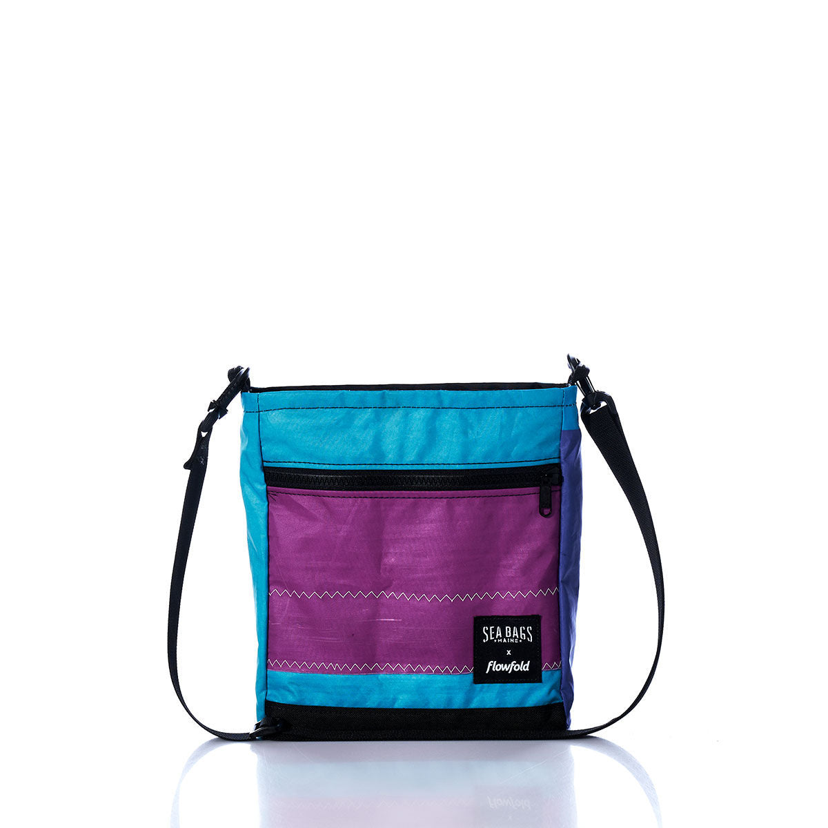 Vintage Multicolor Small Voyager Crew Crossbody Handmade in Maine from Recycled Sails