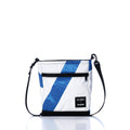 Vintage Blue and White Small Voyager Crew Crossbody Handmade in Maine from Recycled Sails