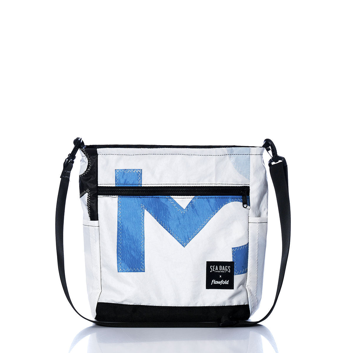 Vintage Blue 39 Medium Voyager Crew Crossbody Handmade in Maine from Recycled Sails