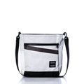 Vintage Gray and White Medium Voyager Crew Crossbody Handmade in Maine from Recycled Sails