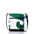 Vintage Green and Blue Medium Voyager Crew Crossbody Handmade in Maine from Recycled Sails