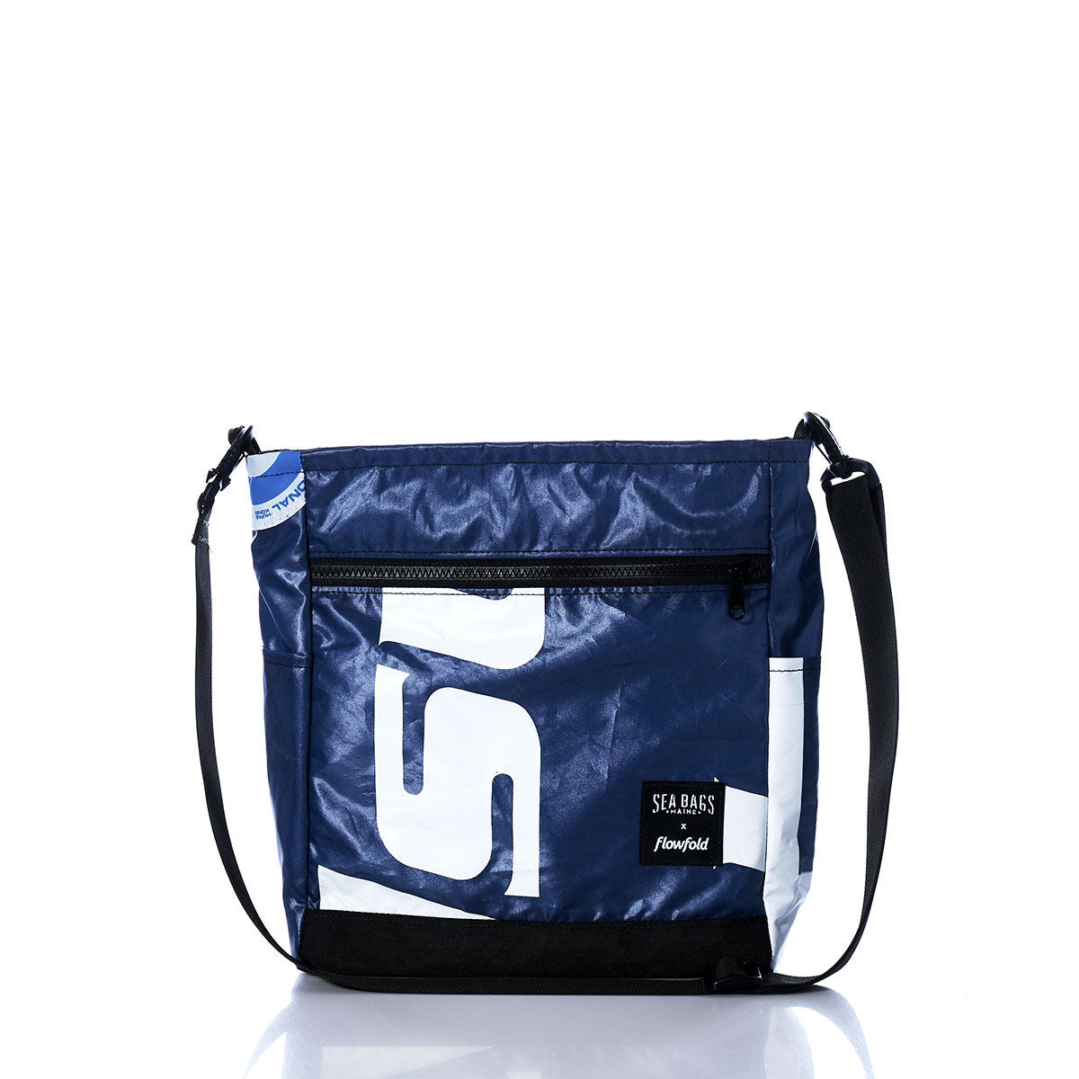 Vintage White S Medium Voyager Crew Crossbody Handmade in Maine from Recycled Sails