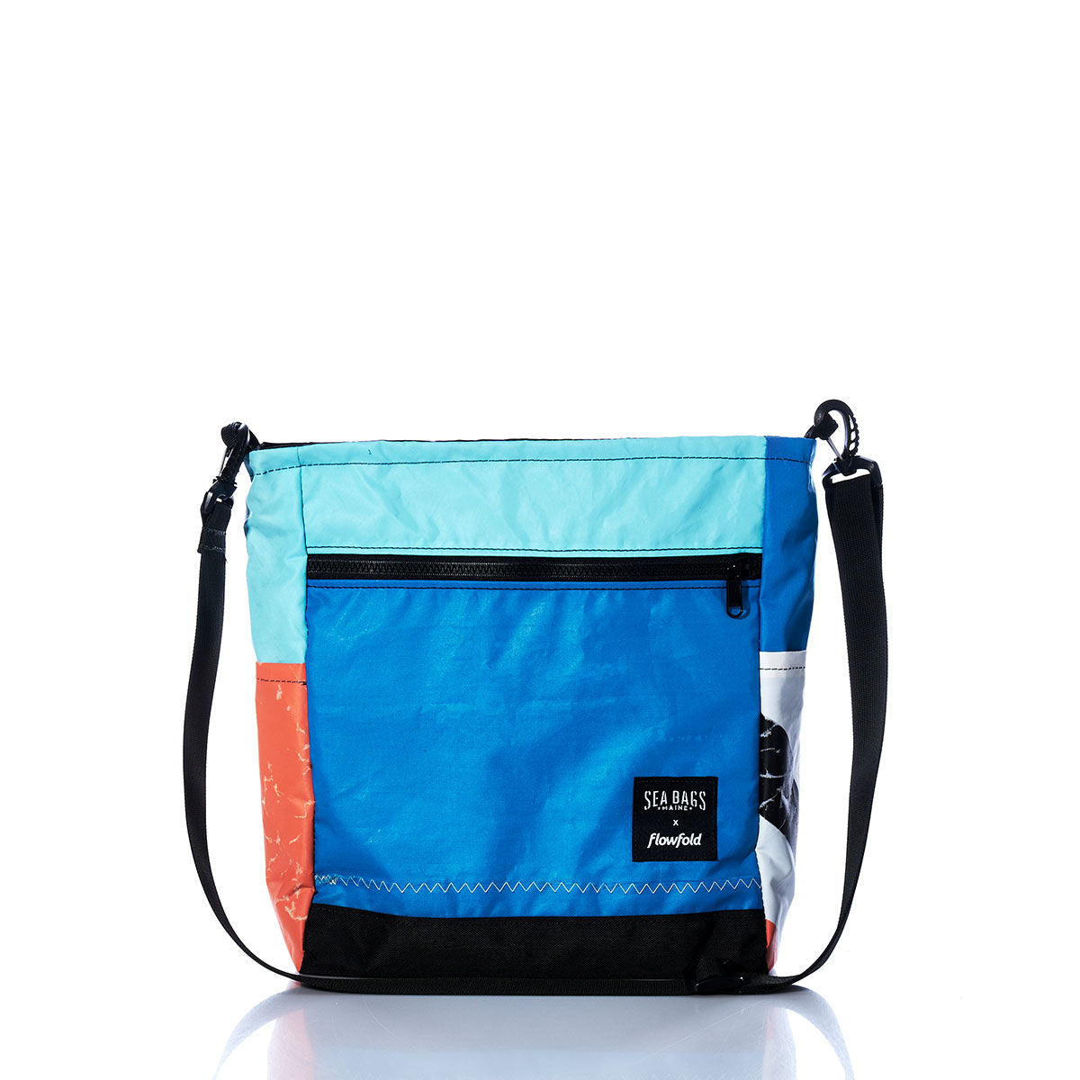 Vintage Blue Medium Voyager Crew Crossbody Handmade in Maine from Recycled Sails