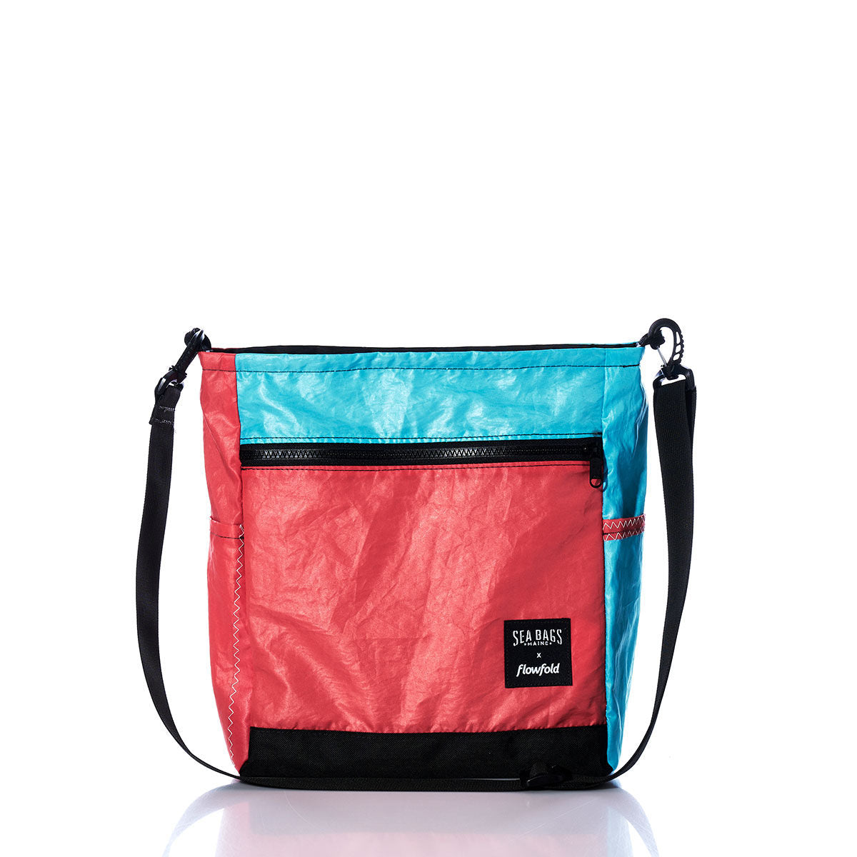 Vintage Blue and Orange Medium Voyager Crew Crossbody Handmade in Maine from Recycled Sails