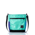 Vintage Teal Medium Voyager Crew Crossbody Handmade in Maine from Recycled Sails