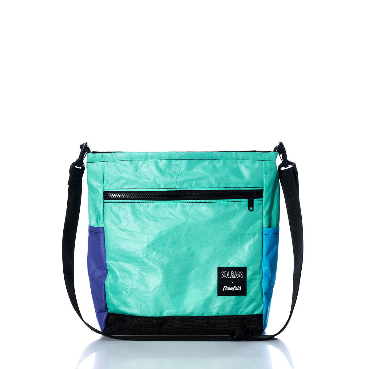 Vintage Teal Medium Voyager Crew Crossbody Handmade in Maine from Recycled Sails