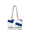 Vintage Blue and White Baguette Bag Handmade in Maine from Recycled Sails