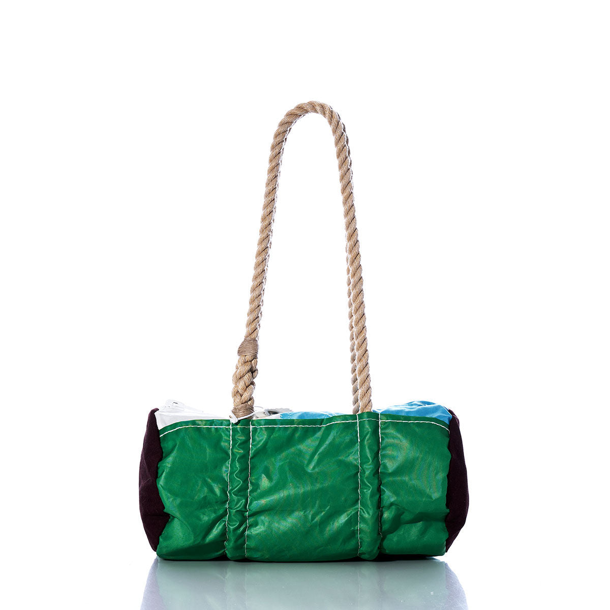 Vintage Green Multicolor Baguette Bag Handmade in Maine from Recycled Sails