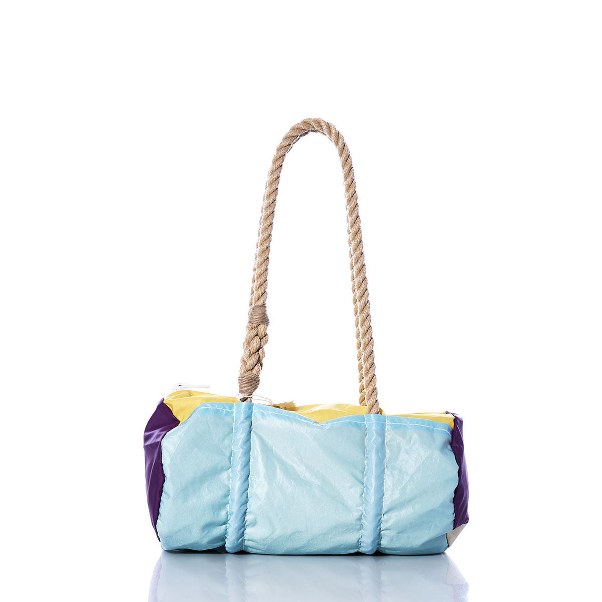 Vintage Blue Multicolor Baguette Bag Handmade in Maine from Recycled Sails