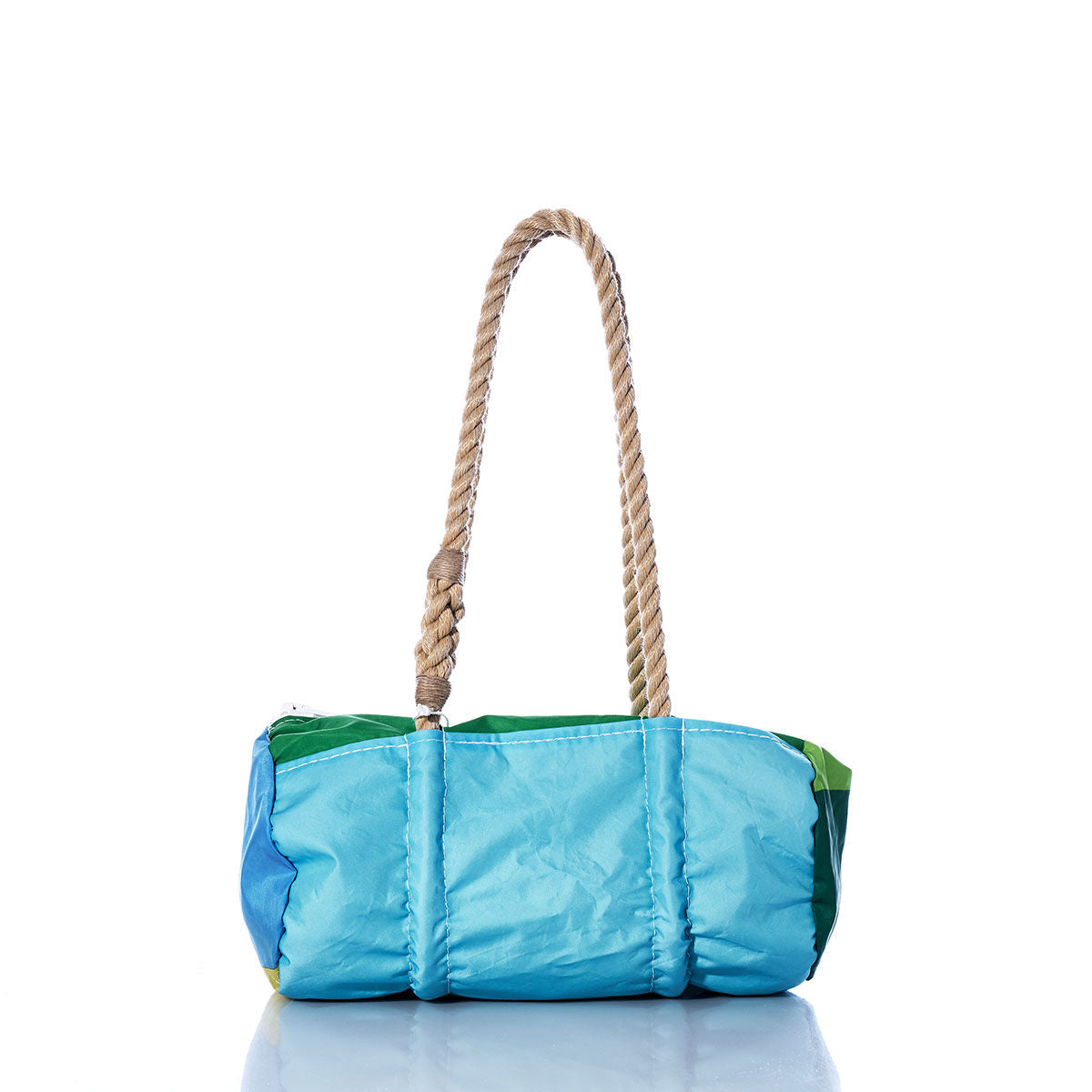 Vintage Blue and Green Baguette Bag Handmade in Maine from Recycled Sails