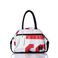 Vintage Red Letters Essential Weekender Travel Bag Handmade in Maine from Recycled Sails