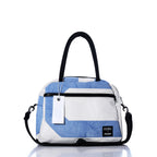Vintage Blue and White Essential Weekender Travel Bag Handmade in Maine from Recycled Sails