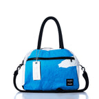 Vintage Blue and White Essential Weekender Travel Bag Handmade in Maine from Recycled Sails