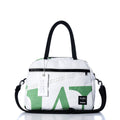 Vintage Green Letters Essential Weekender Travel Bag Handmade in Maine from Recycled Sails