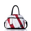 Vintage Red and White Essential Weekender Travel Bag Handmade in Maine from Recycled Sails