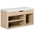 Shoes Cabinet Bench w/ Hidden Storage & Padded Seat, Footwear Rack for Entryway, Oak Tone