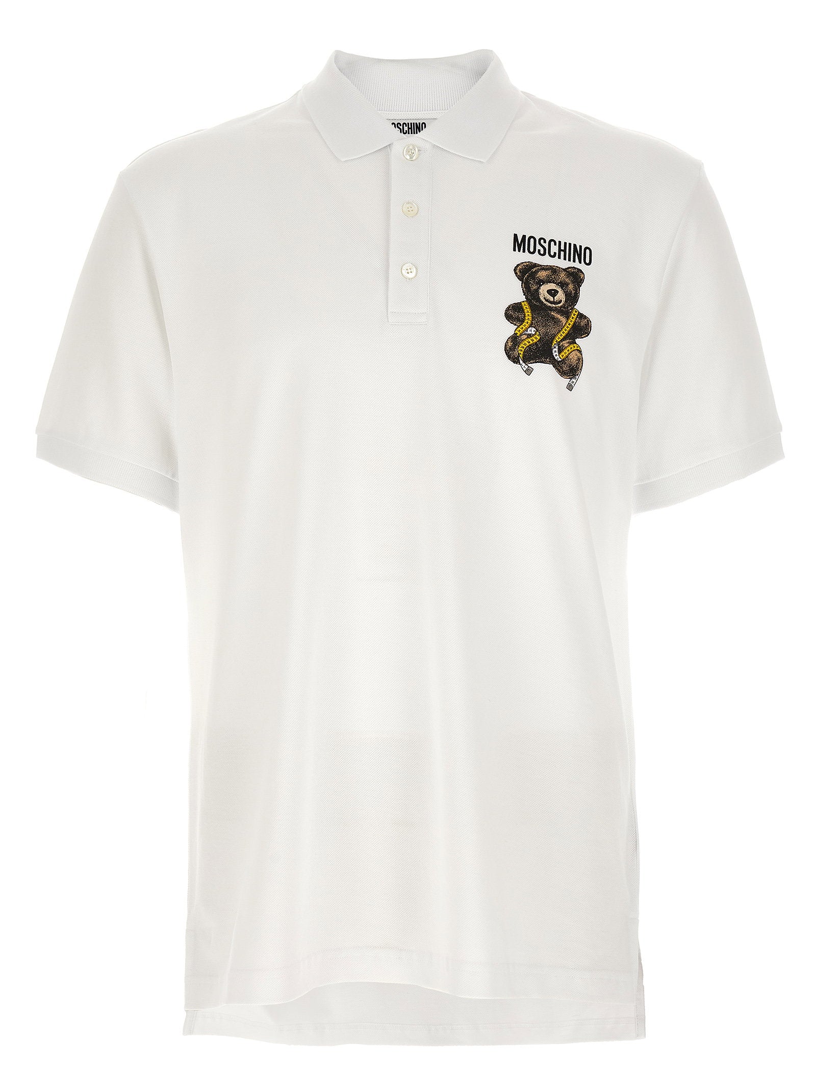 Moschino Logo-Embroidered Teddy Bear Polo Shirt — White