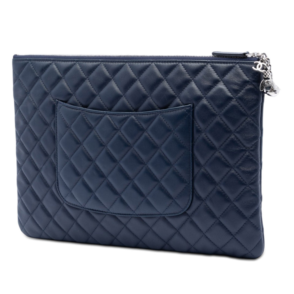Large Quilted Lambskin Cosmo Charm O Case Clutch