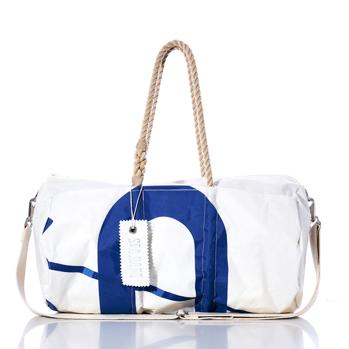 Vintage Blue U Duffel Handmade in Maine from Recycled Sails