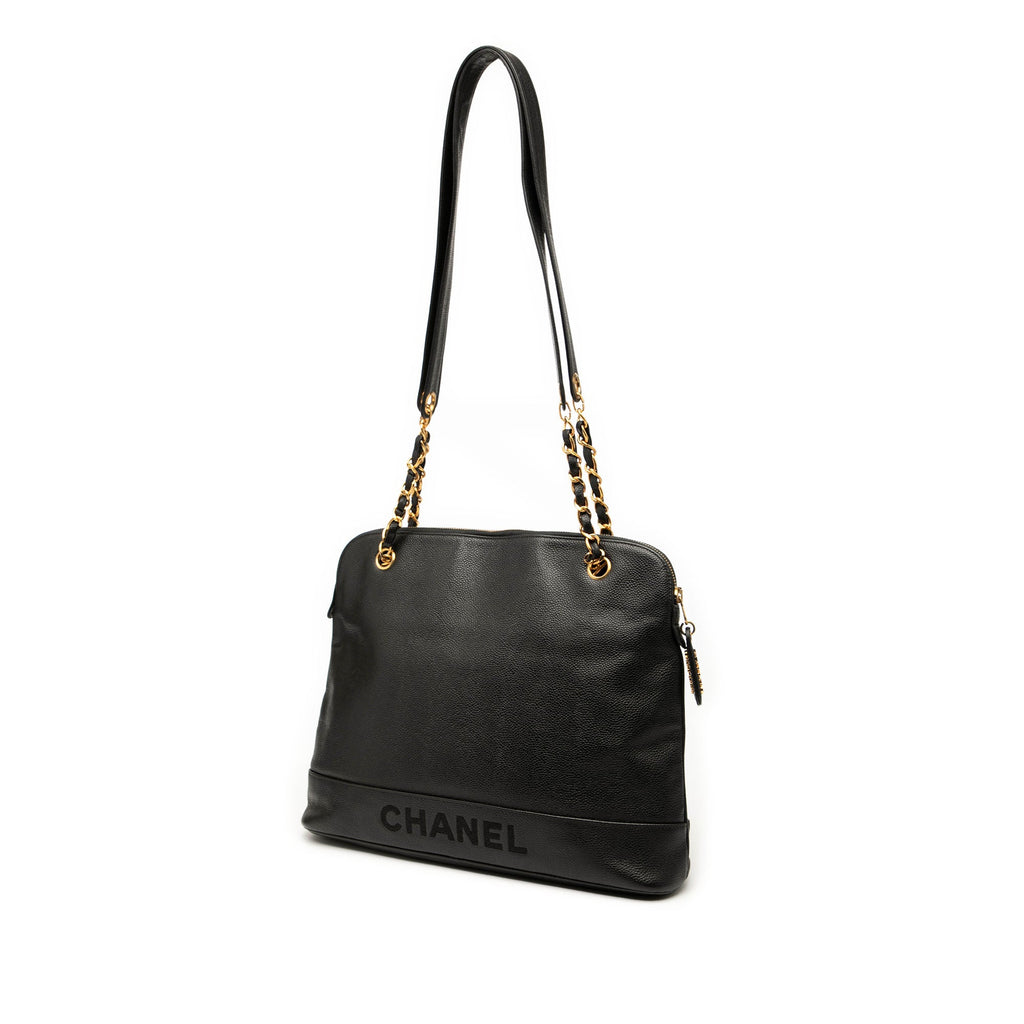 Caviar Logo Chain Shoulder Bag