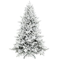 6ft Snow Flocked Christmas Tree with Realistic Tips, Wide Shape and Foldable Metal Stand