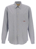 Valentino Garavani Striped Cotton Shirt — Gray
