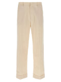 Valentino Garavani Cotton Blend Trousers — Cream