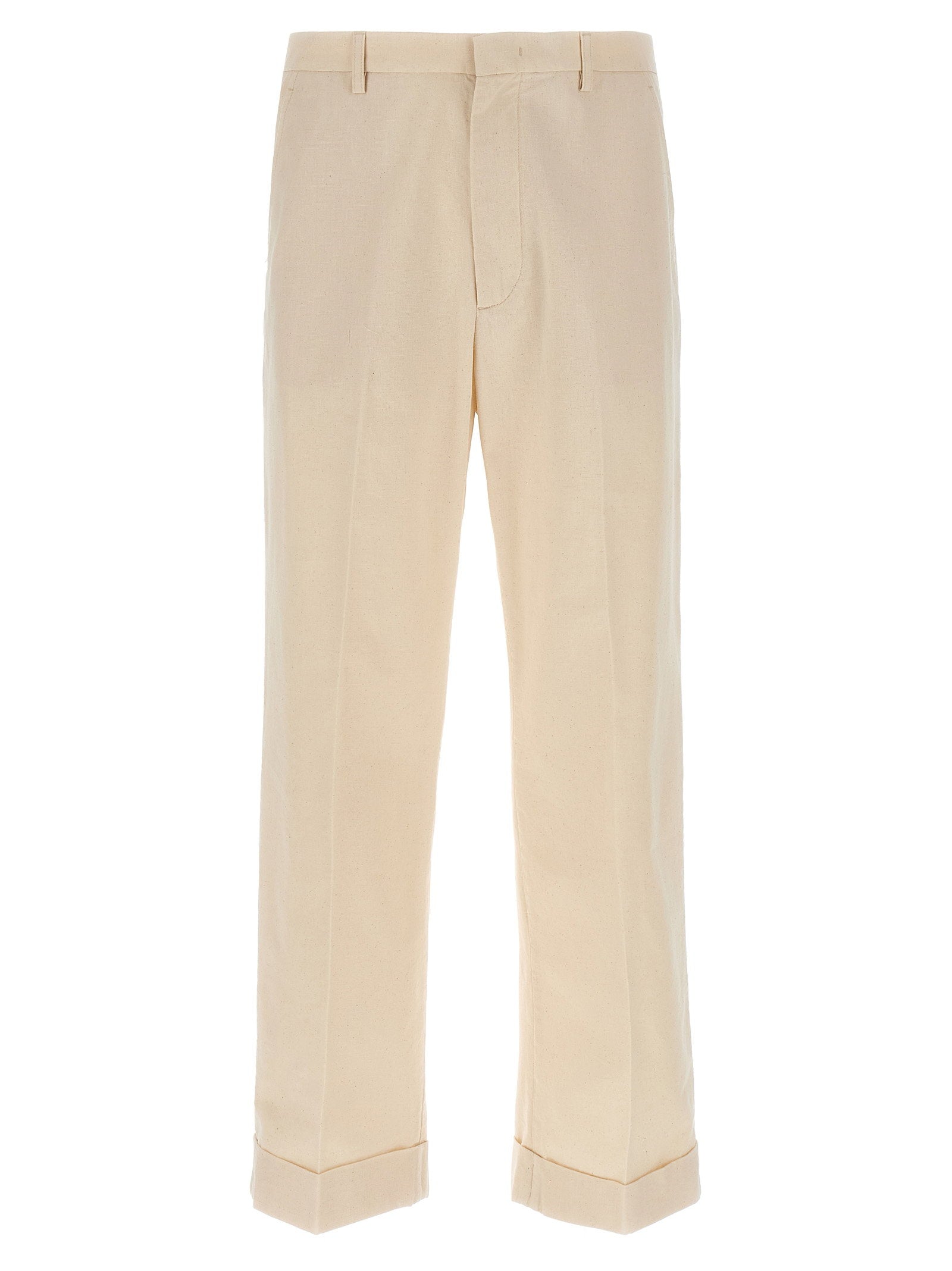 Valentino Garavani Cotton Blend Trousers — Cream
