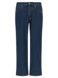 Valentino Garavani Gold-Trimmed Jeans — Blue