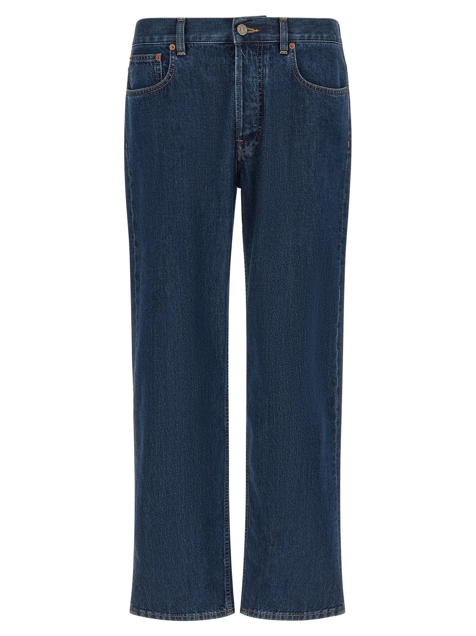 Valentino Garavani Gold-Trimmed Jeans — Blue