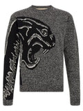 Valentino Garavani Inlaid Panther Intarsia Sweater — grey