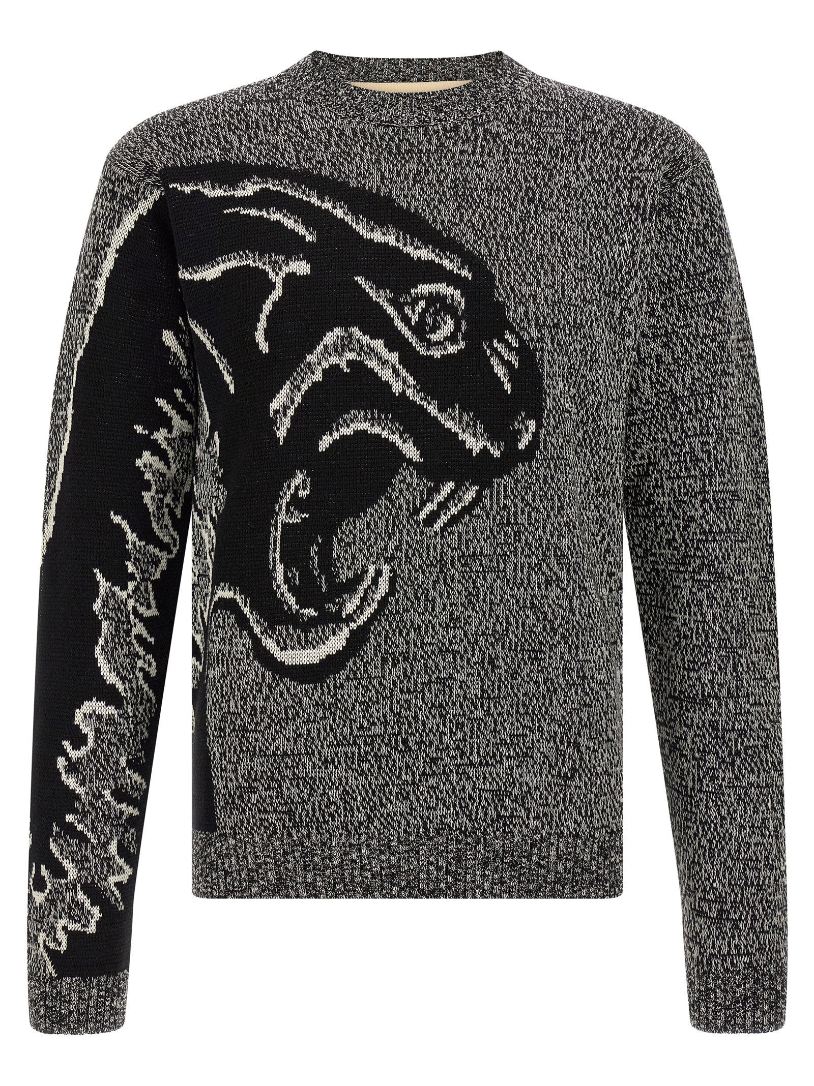 Valentino Garavani Inlaid Panther Intarsia Sweater — grey
